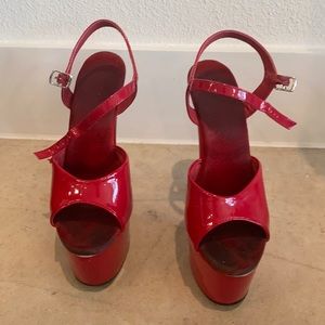 Pleaser Adore-709 Red 7 inch Platform Heels